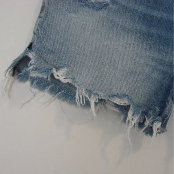 Free People We The Free Denim Shorts Distressed High Waist Button Fly Raw Hem 26 - Picture 8 of 11